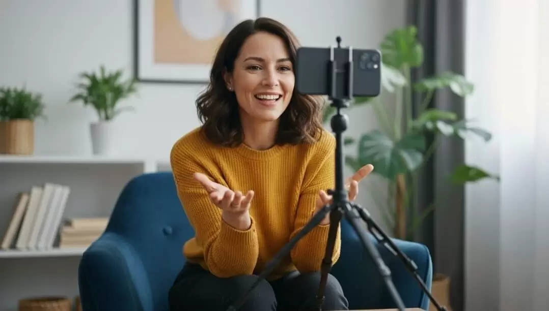 Mulher gravando vídeo